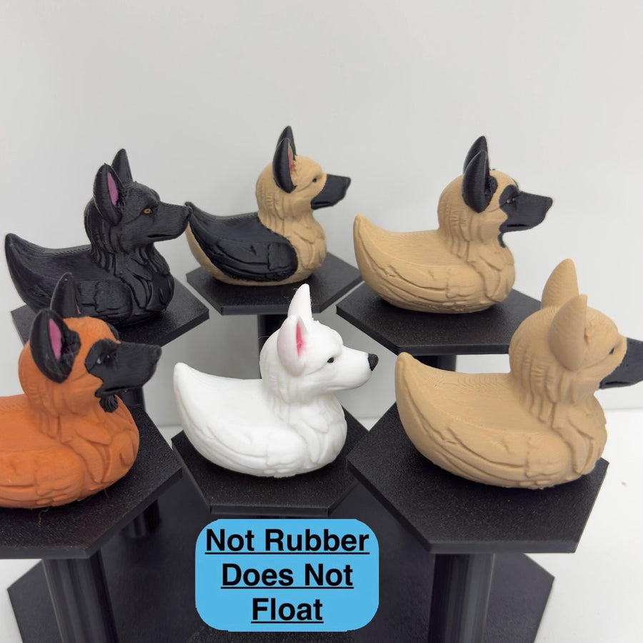 German Shepherd and Belgian Malinois dog duck figurine