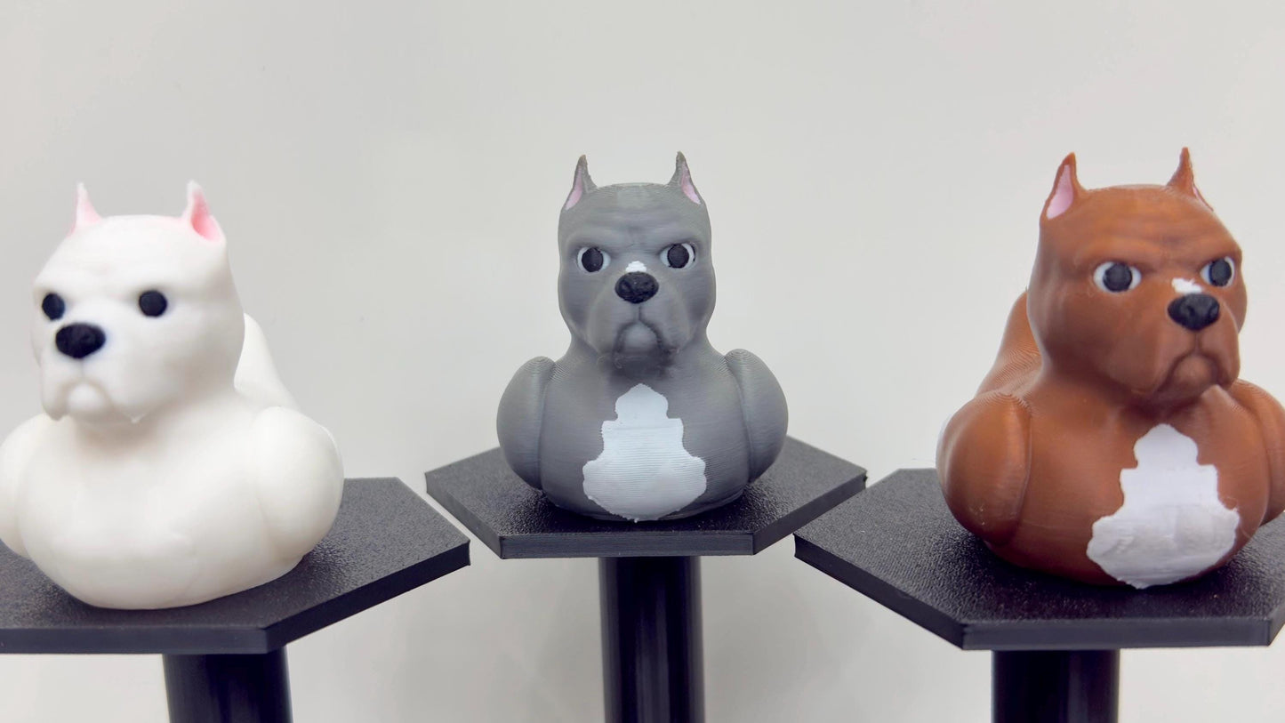 Pitbull Dog Duck | 3D Printed Pitbull Figure in White, Gray, or Brown | Jeep Dashboard Duck | Desk, Home, Cruise Decor | Unique Pet Gift