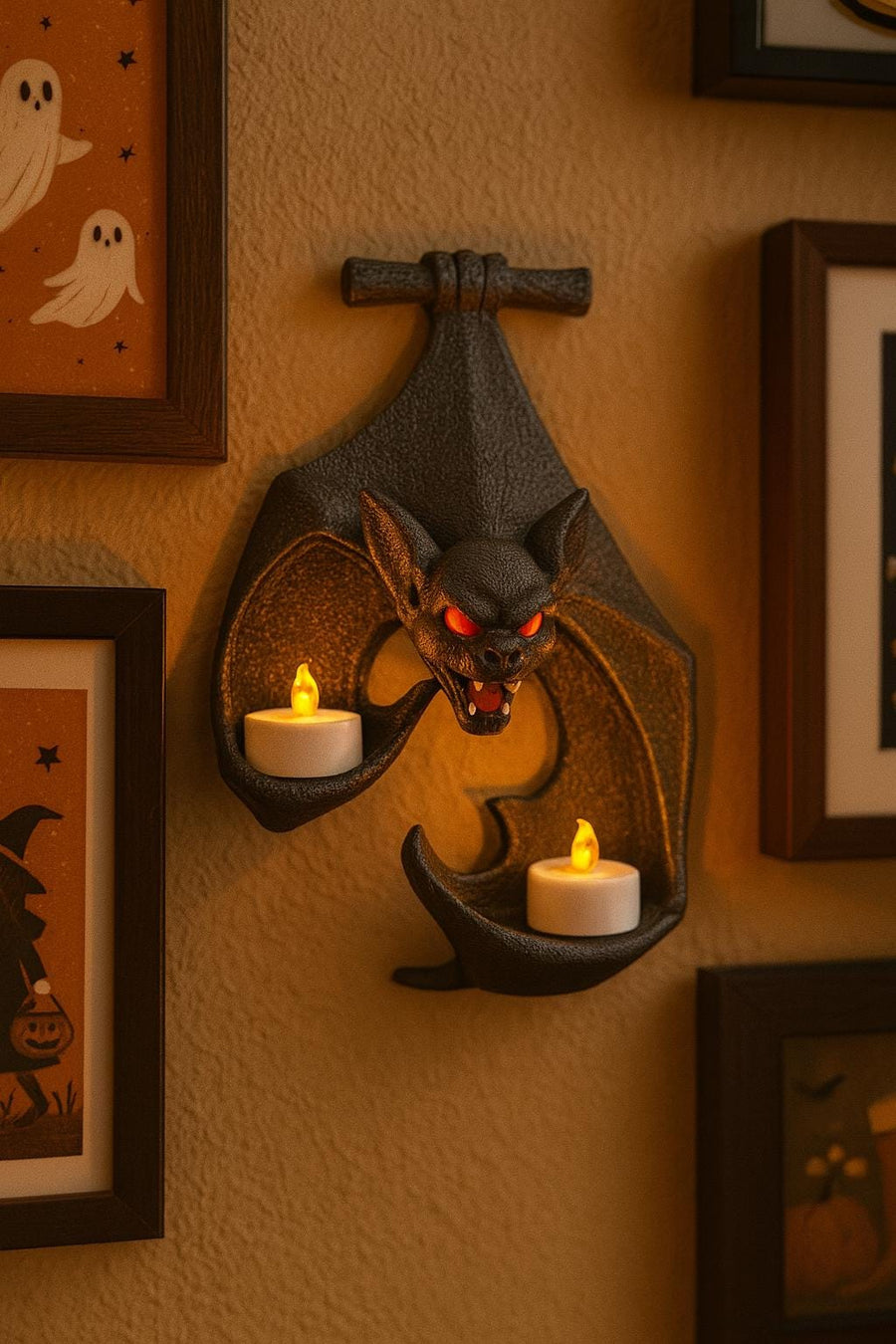 Gothic bat wall tealight holder
