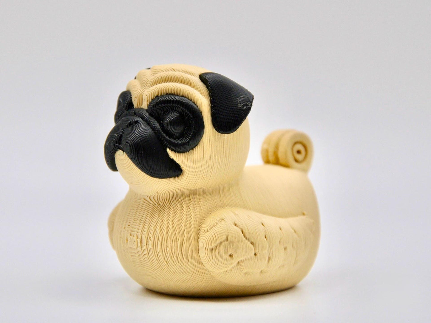 Pug Dog Duck Figurine | Black or Tan | Jeep Dashboard Duck | Cruise & Desk Decor | 3D Printed Dog Lover Gift