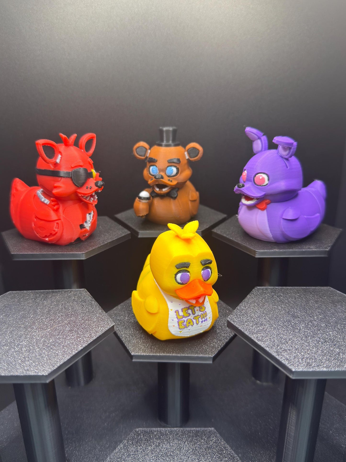 Five Nights at Freddy’s Duck Figurines | FNAF Jeep Dashboard Duck Collectibles |Freddy Fazbear Chica Bonnie Foxy | Gamer Gift, Halloween