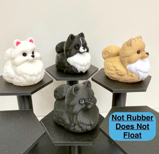 Pomeranian Duck Figure | Black, White, Bicolor or Tan | Jeep Dashboard Duck | 3D Printed Cruise & Desk Decor | Dog Lover Gift