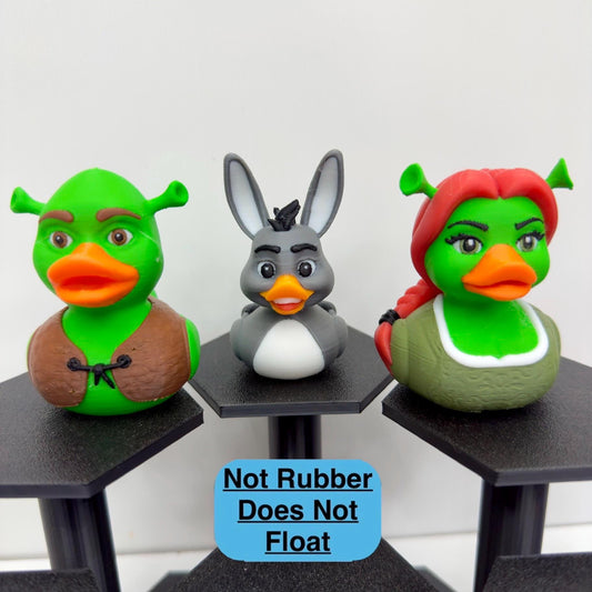 Shrek Duck Trio | Princess Fiona, Donkey & Shrek Inspired Ducks | Jeep Duck and Desk Decor | 3D Printed Fan Collectibles