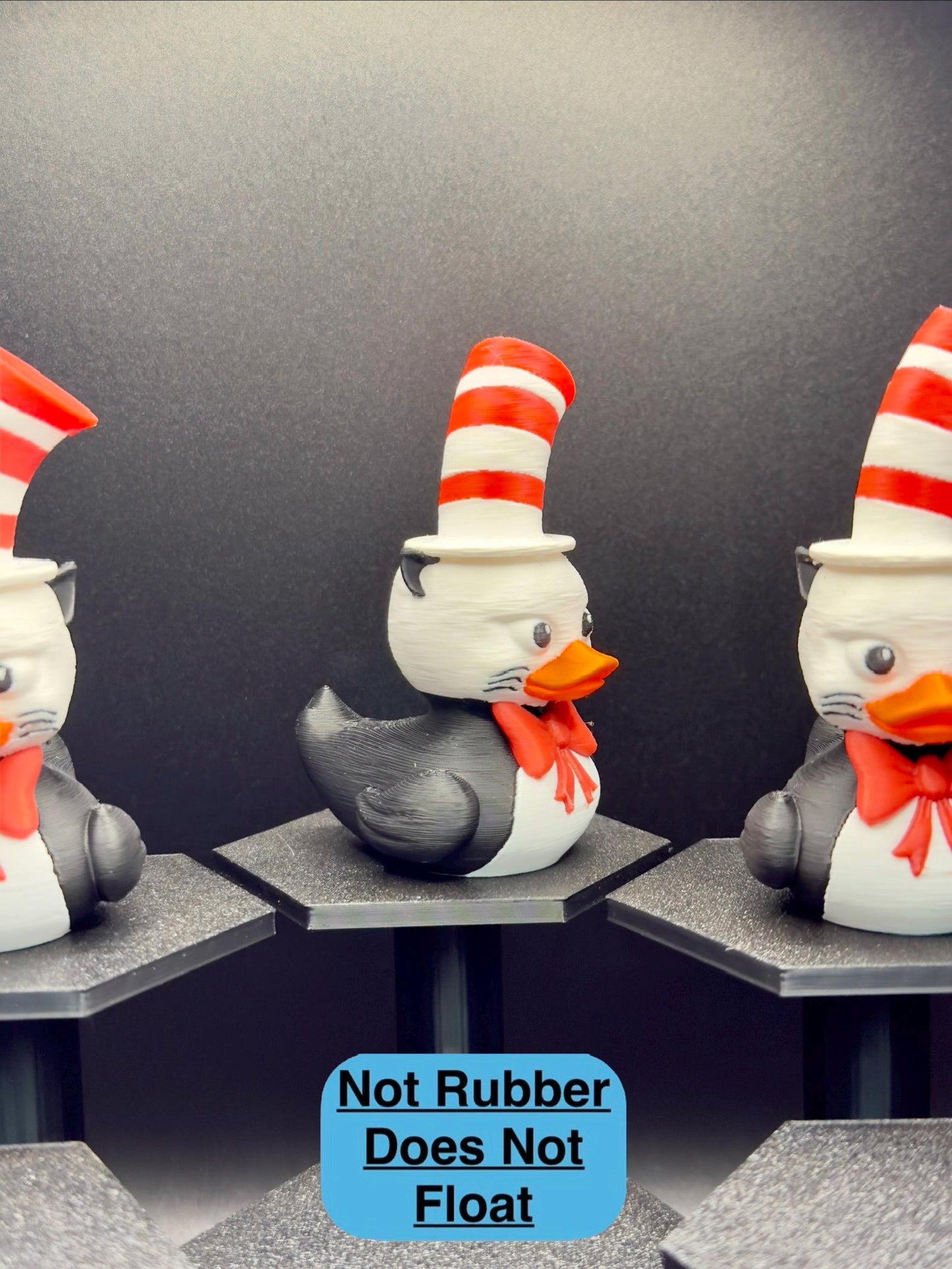 Cat in the Hat Duck Figurine | 3D Printed Jeep Dashboard Duck | Dr. Seuss Inspired Collectible | Funny Gift, Reading Lover Decor