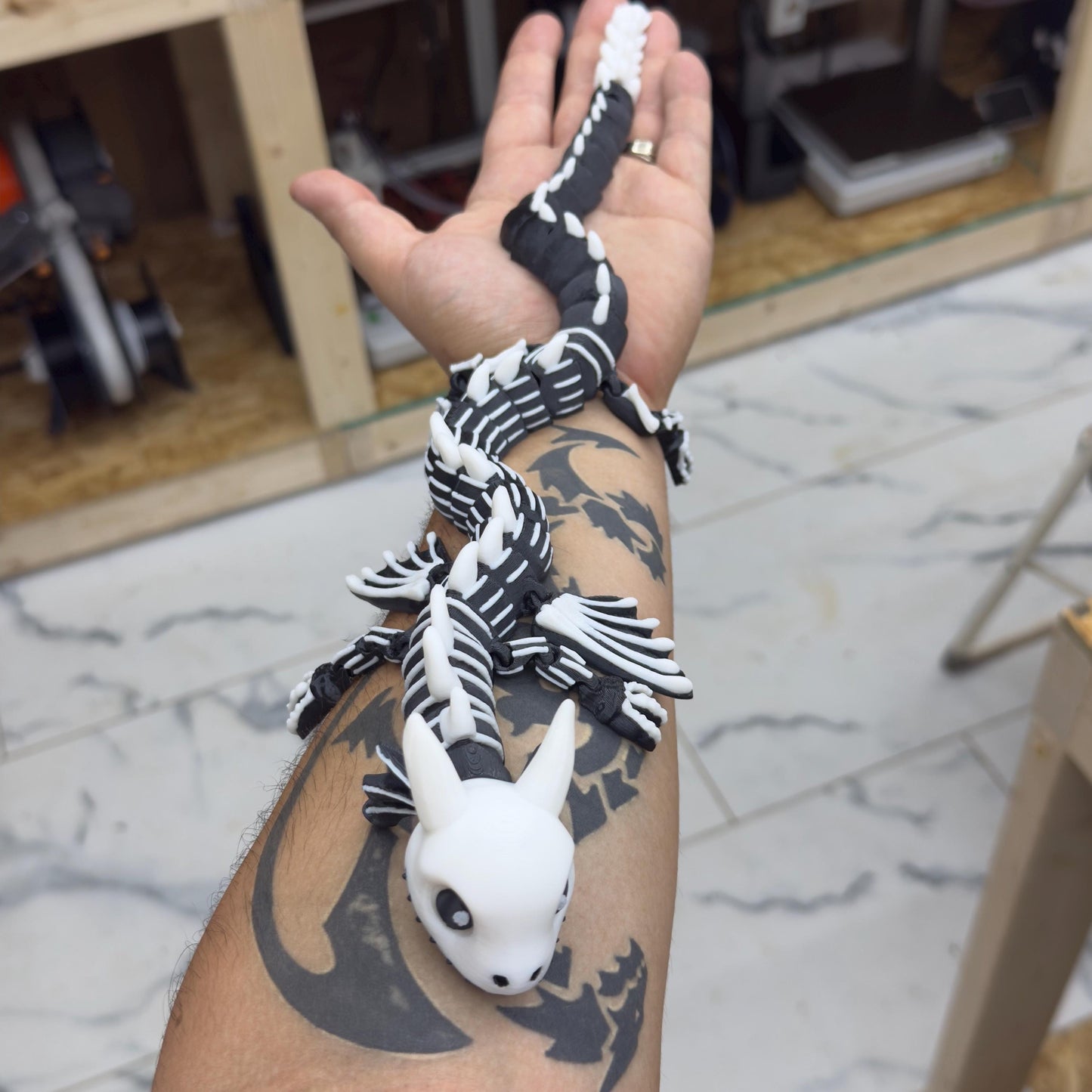 Jack Skellington Inspired Articulated Dragon Figurine | Halloween Dragon Collectible | Flexible Fidget Toy Desk Display | SEREV3d Design