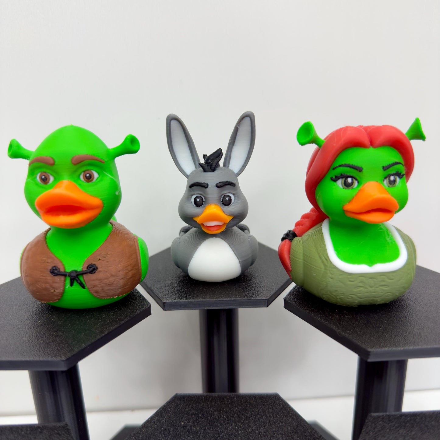 Shrek Duck Trio | Princess Fiona, Donkey & Shrek Inspired Ducks | Jeep Duck and Desk Decor | 3D Printed Fan Collectibles