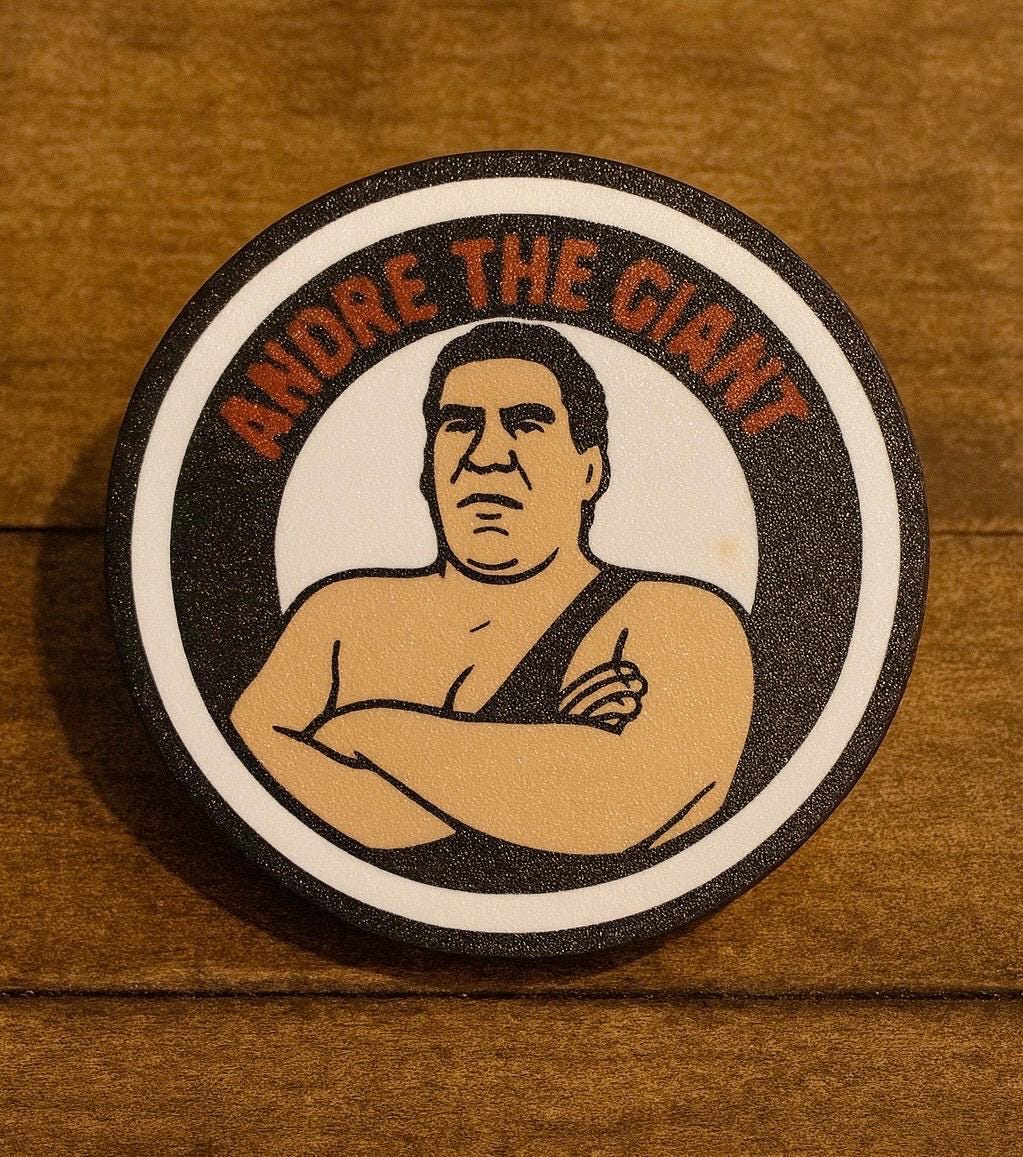 WWF Wrestler Coasters Set | Retro Wrestling Legends Drink Coasters | Hulk Hogan, Macho Man, Ultimate Warrior, Andre the Giant | 80s 90s Fan