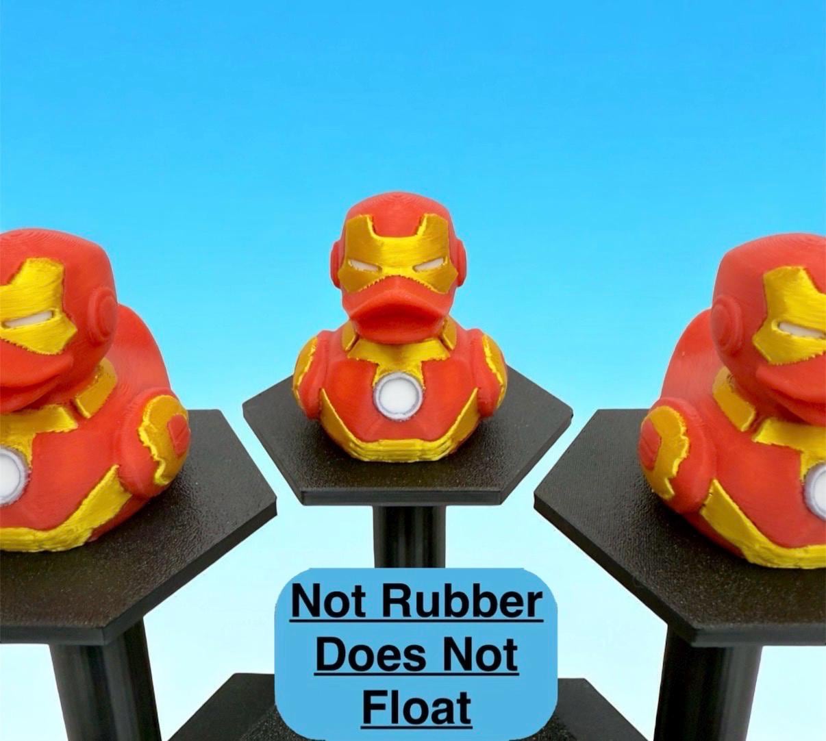 Iron Man Duck Figurine | Metallic Red And Gold Superhero Duck | 3D Printed Collectible | Jeep Dashboard Decor | Cruise, Desk, and Home Decor