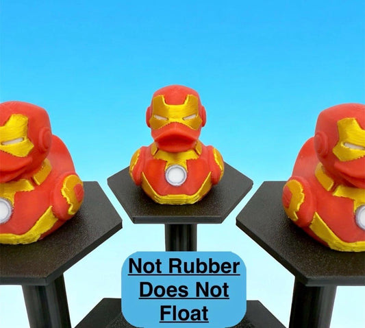 Iron Man Duck Figurine | Metallic Red And Gold Superhero Duck | 3D Printed Collectible | Jeep Dashboard Decor | Cruise, Desk, and Home Decor