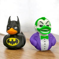 Gotham hero and Clown Prince duck figurines