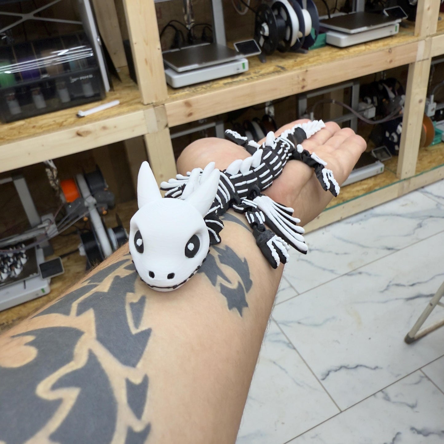 Jack Skellington Inspired Articulated Dragon Figurine | Halloween Dragon Collectible | Flexible Fidget Toy Desk Display | SEREV3d Design