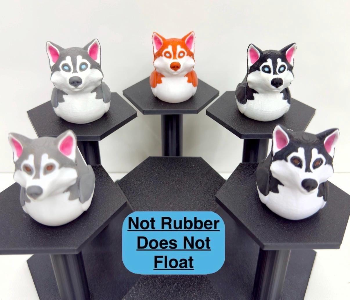 Husky Dog Duck | Gray, Black, or Red With Blue or Brown Eyes | 3D Printed Jeep Dashboard Decor | Cruise Cabin Gift For Dog Lovers