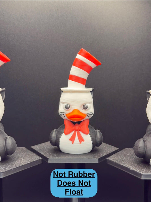 Cat in the Hat Duck Figurine | 3D Printed Jeep Dashboard Duck | Dr. Seuss Inspired Collectible | Funny Gift, Reading Lover Decor