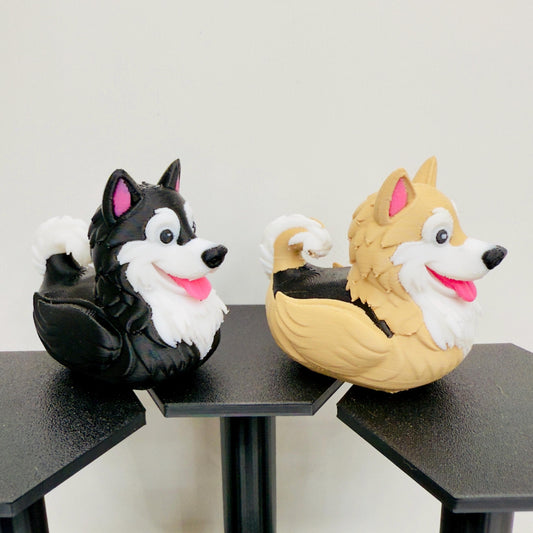 Alaskan Malamute Duck Figurine, 3D Print,  Fluffy Sled Dog Decor, Unique Pet Lover Gift, Adorable Desk Display