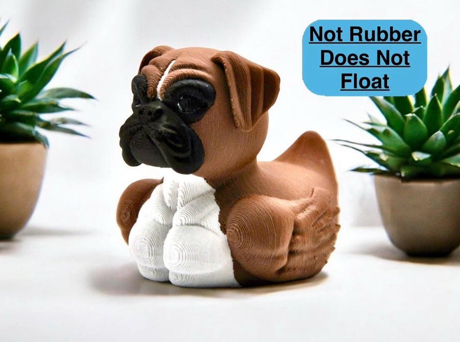 Boxer dog duck figurine