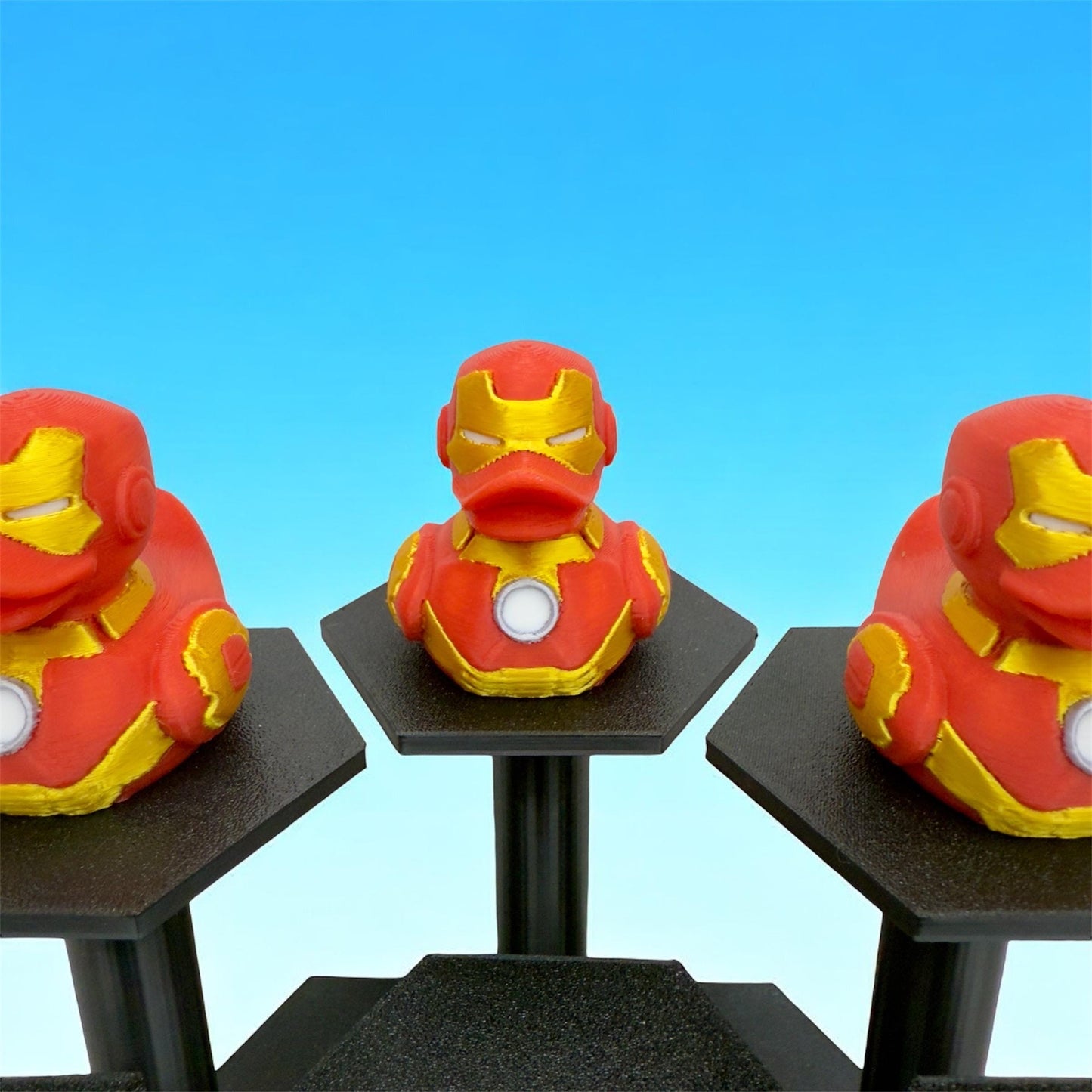 Iron Man Duck Figurine | Metallic Red And Gold Superhero Duck | 3D Printed Collectible | Jeep Dashboard Decor | Cruise, Desk, and Home Decor