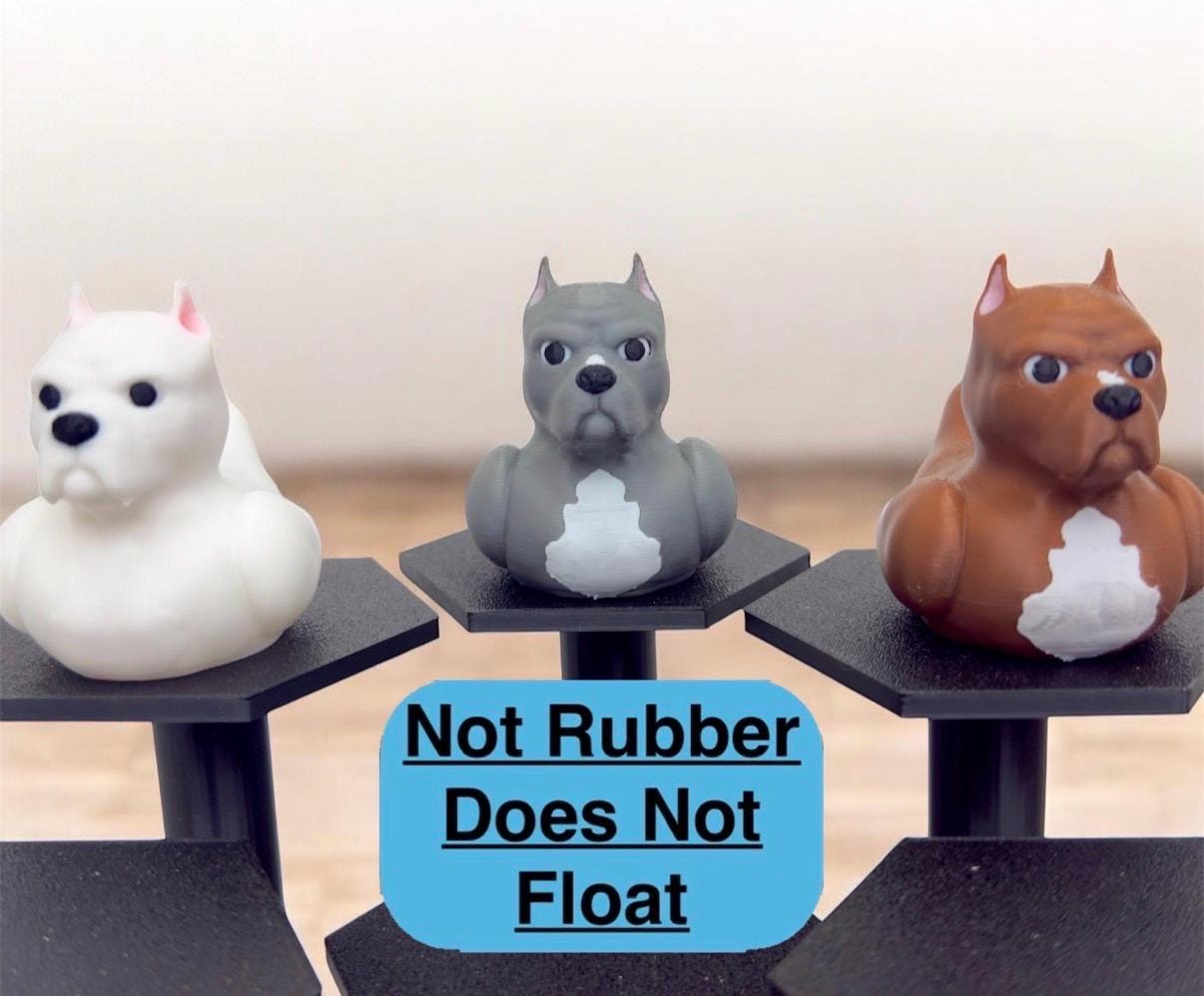 Pitbull Dog Duck | 3D Printed Pitbull Figure in White, Gray, or Brown | Jeep Dashboard Duck | Desk, Home, Cruise Decor | Unique Pet Gift