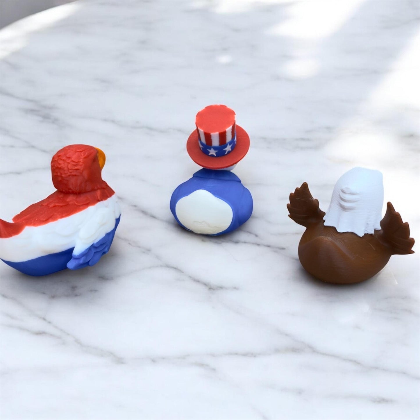 USA Ducks | Uncle Sam Duck, Patriotic Bald Eagle, Waving Eagle Duck | 3D Printed | Jeep & Cruise Decor | 4th of July Gift