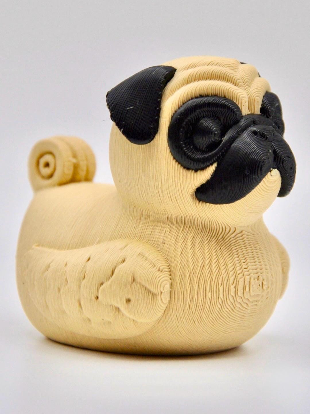 Pug Dog Duck Figurine | Black or Tan | Jeep Dashboard Duck | Cruise & Desk Decor | 3D Printed Dog Lover Gift