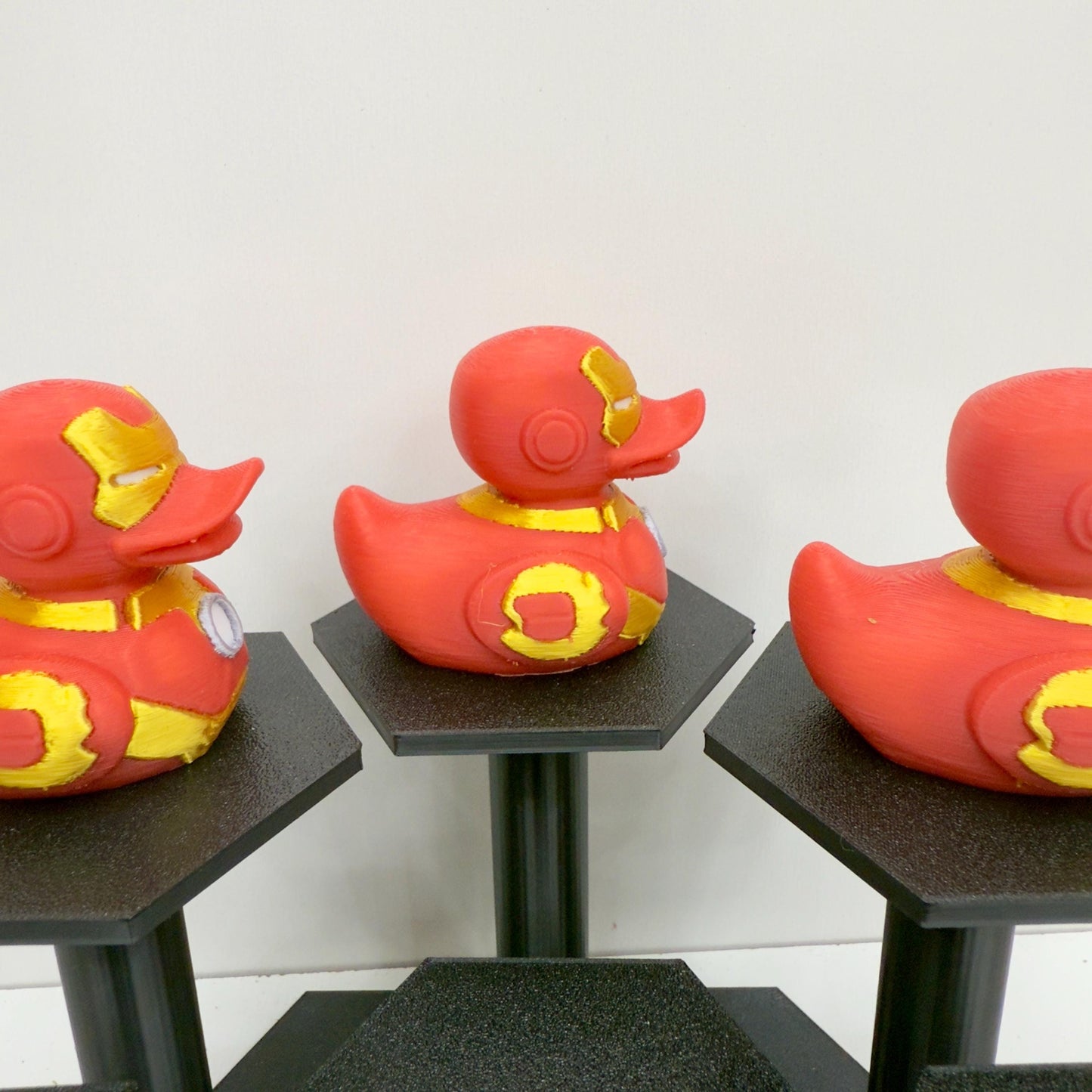 Iron Man Duck Figurine | Metallic Red And Gold Superhero Duck | 3D Printed Collectible | Jeep Dashboard Decor | Cruise, Desk, and Home Decor