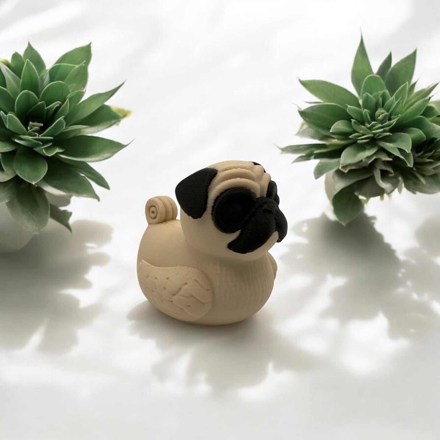 Pug Dog Duck Figurine | Black or Tan | Jeep Dashboard Duck | Cruise & Desk Decor | 3D Printed Dog Lover Gift