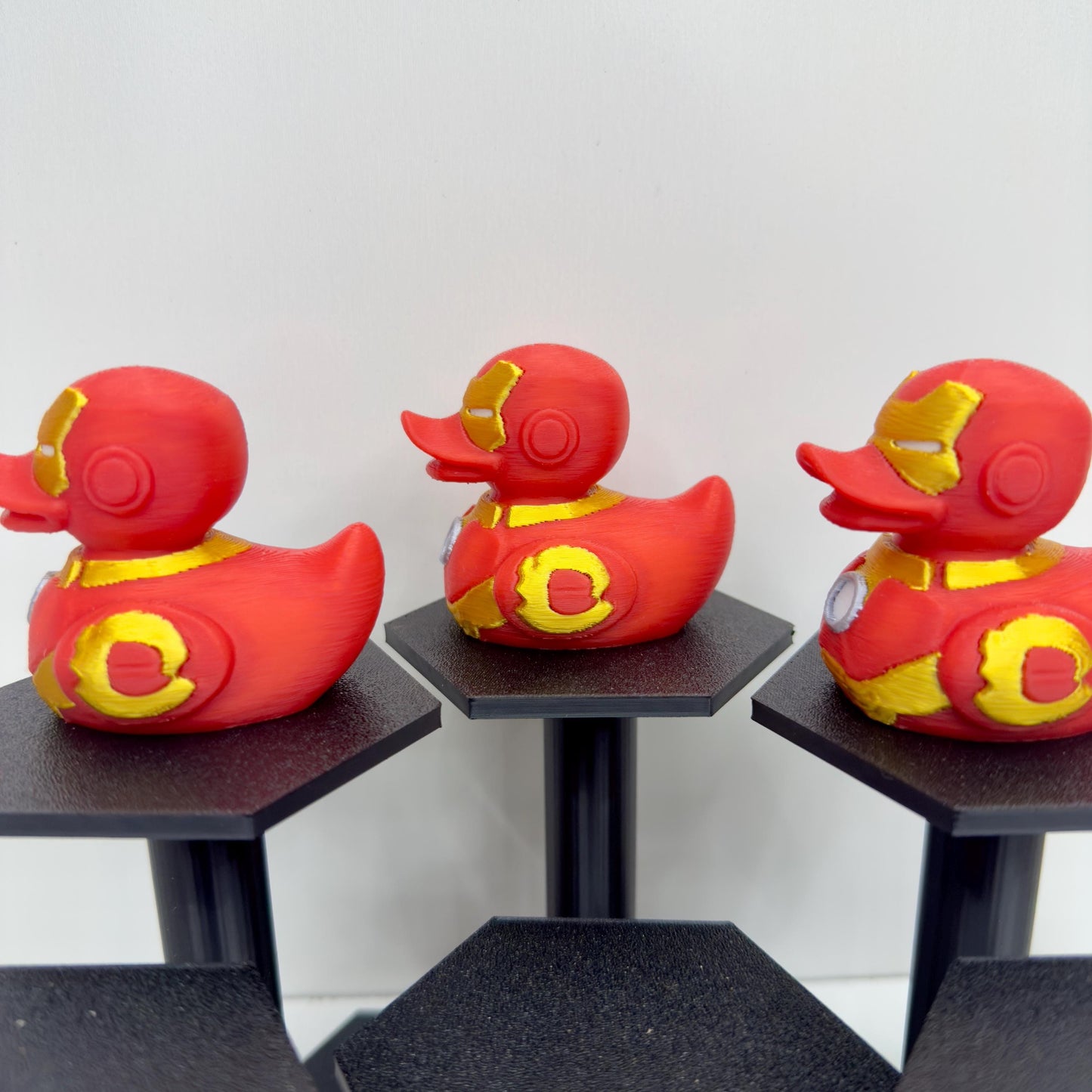 Iron Man Duck Figurine | Metallic Red And Gold Superhero Duck | 3D Printed Collectible | Jeep Dashboard Decor | Cruise, Desk, and Home Decor