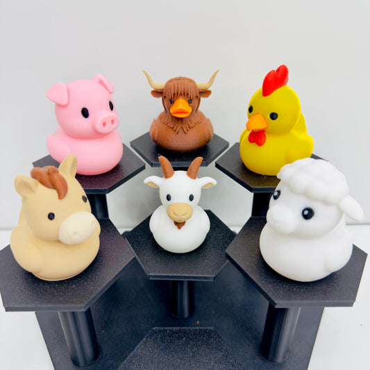 Farm Animal Duck Figurines – 3D Printed Jeep Ducks for Dashboard or Gifting