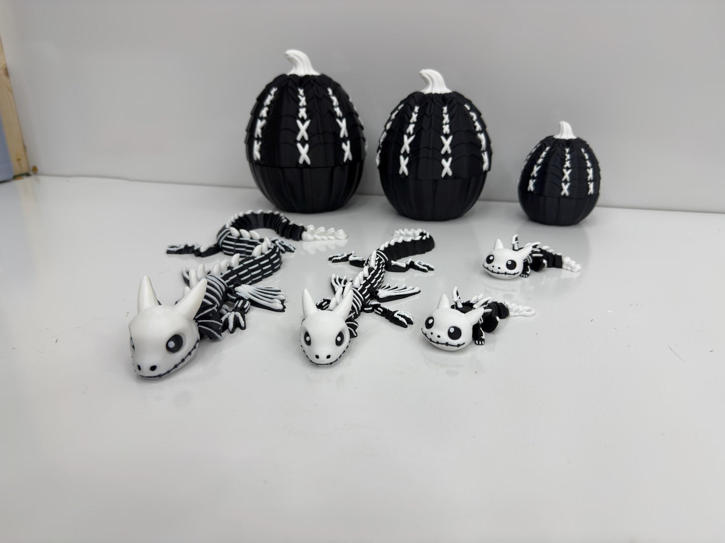 Jack Skellington Inspired Articulated Dragon Figurine | Halloween Dragon Collectible | Flexible Fidget Toy Desk Display | SEREV3d Design