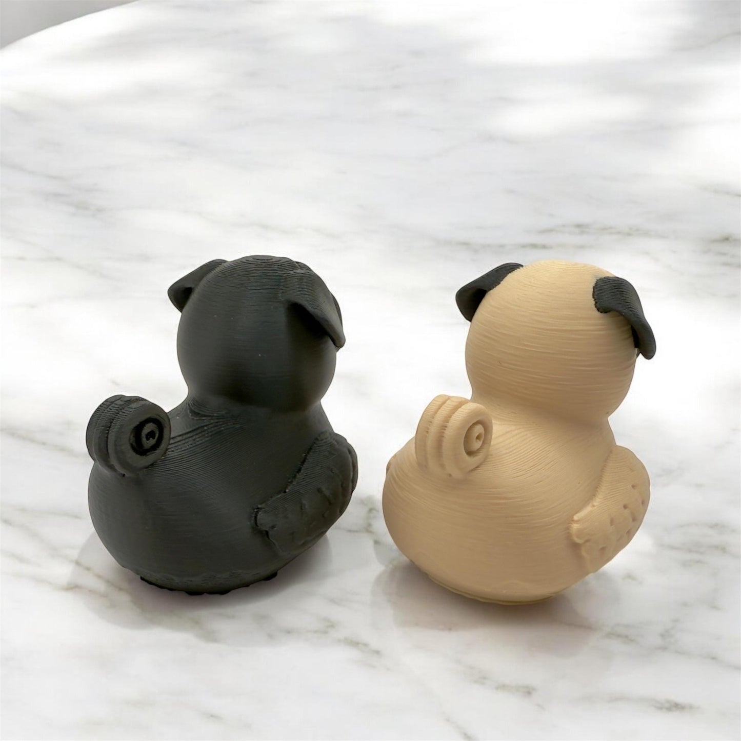 Pug Dog Duck Figurine | Black or Tan | Jeep Dashboard Duck | Cruise & Desk Decor | 3D Printed Dog Lover Gift