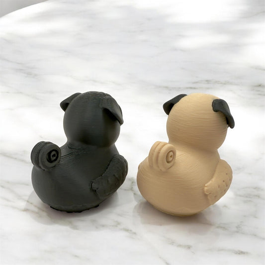 Pug Dog Duck Figurine | Black or Tan | Jeep Dashboard Duck | Cruise & Desk Decor | 3D Printed Dog Lover Gift