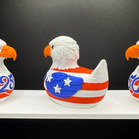 Patriotic duck figurine rear wing detail